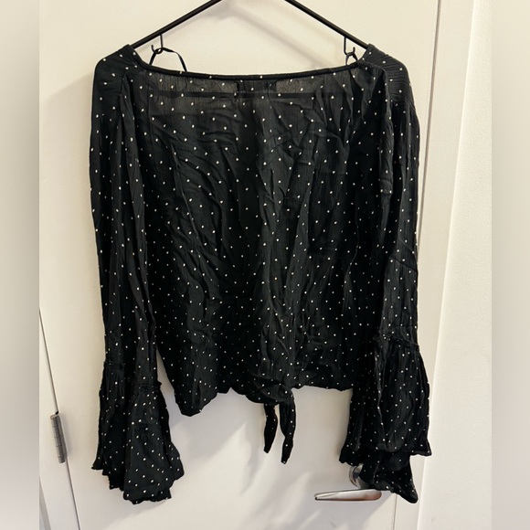Black and white polka dot Billabong Beachy Blouse - Picture 7 of 7